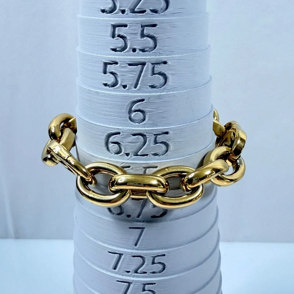 Michael Kors Gold Tone Chunky Chain Bracelet MK Logo Toggle Clasp 6.5